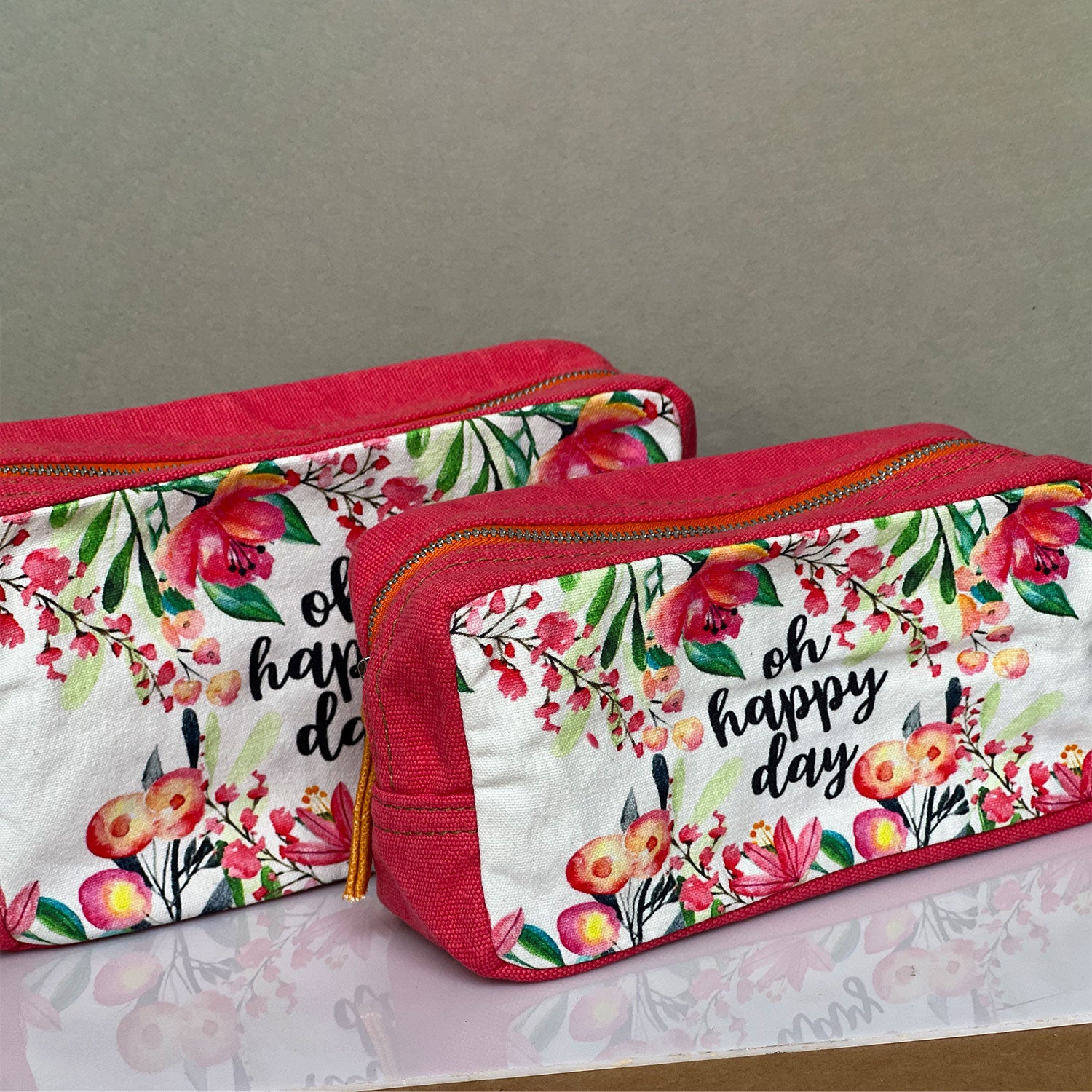 Flower printed Pink Toiletry Pouches (3 Pouches)
