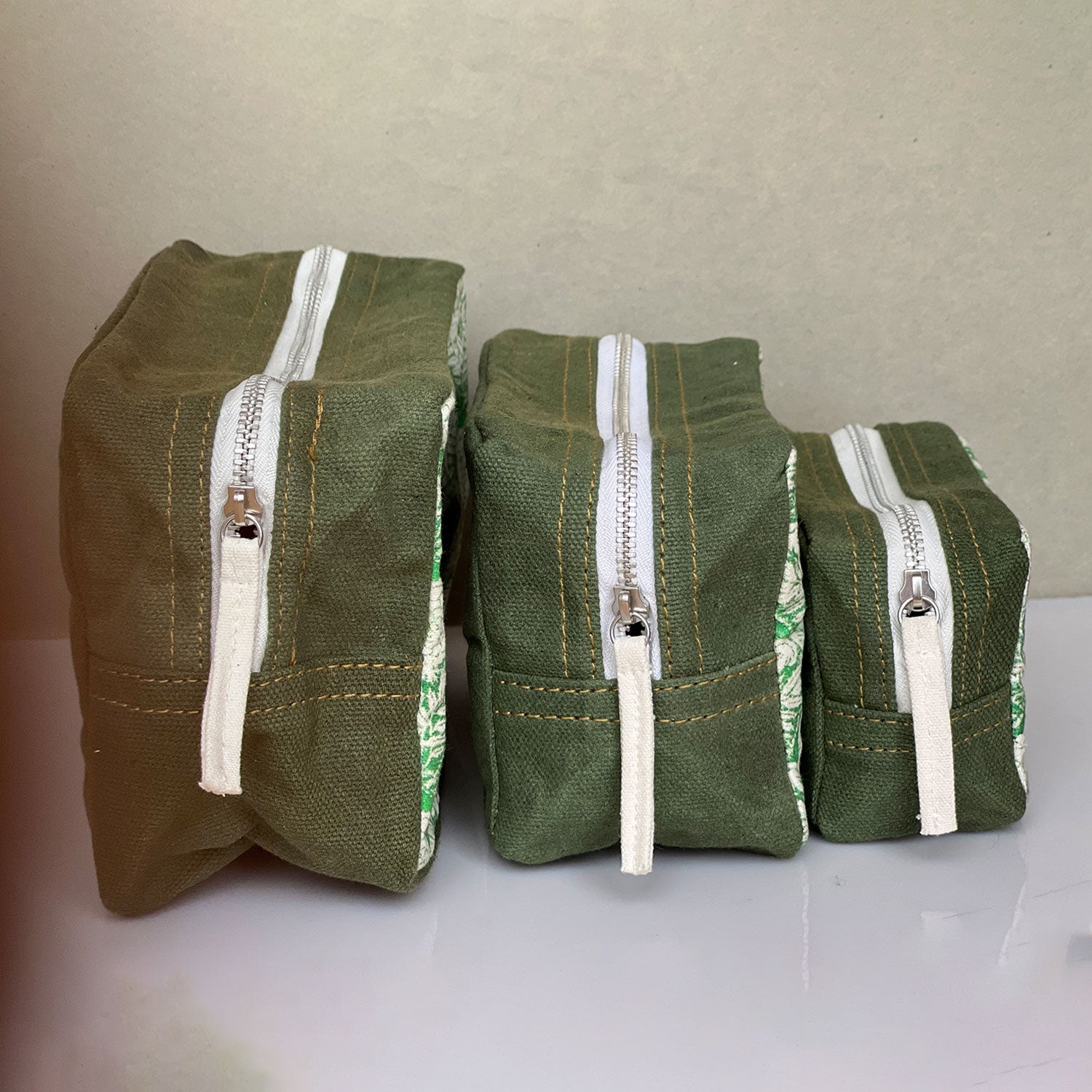 Dark Green Color Toiletry Pouches (3 Pouches)