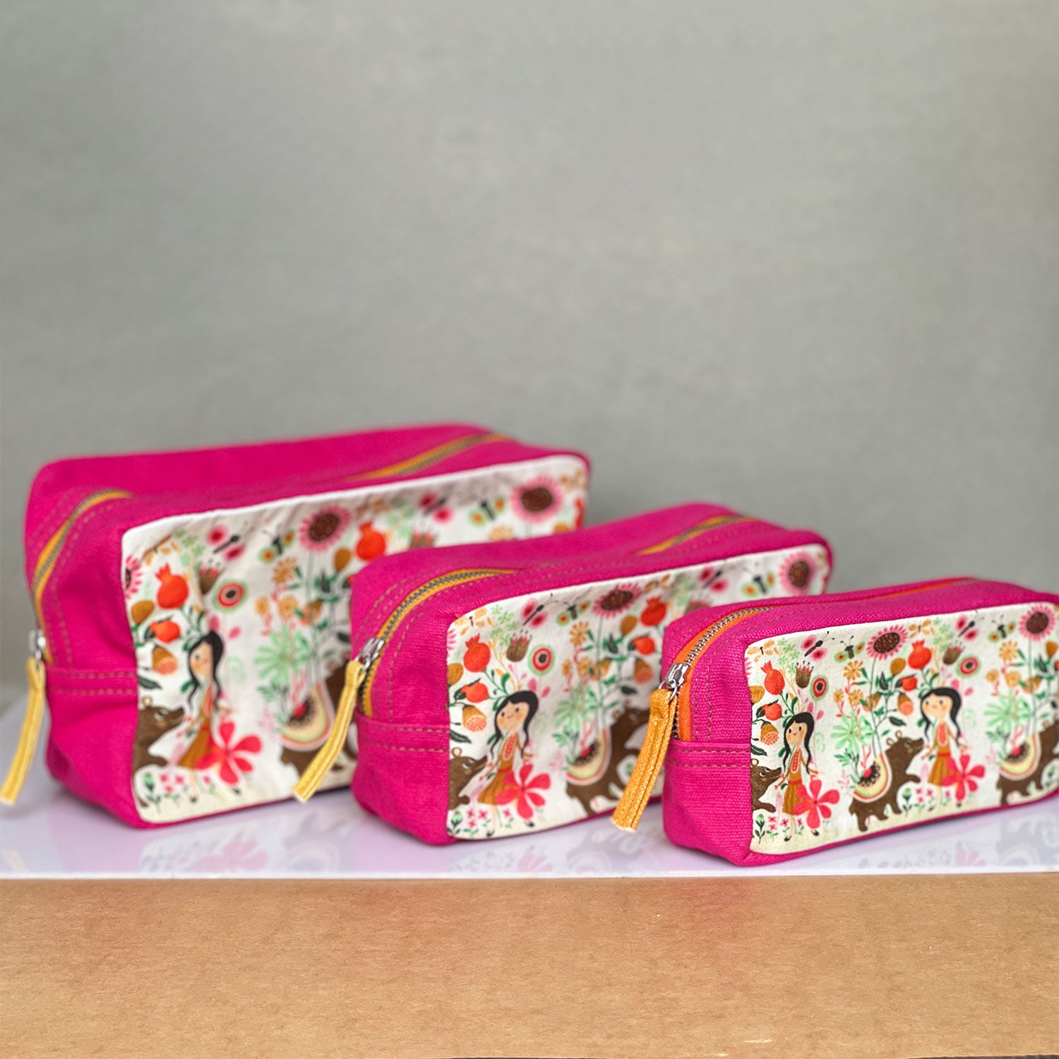 Dark Pink Toiletry Pouches (3 Pouches)