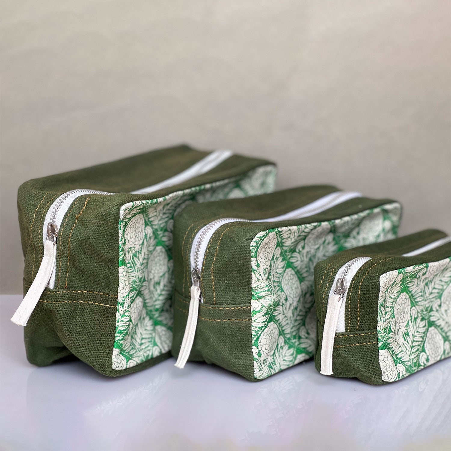 Dark Green Color Toiletry Pouches (3 Pouches)
