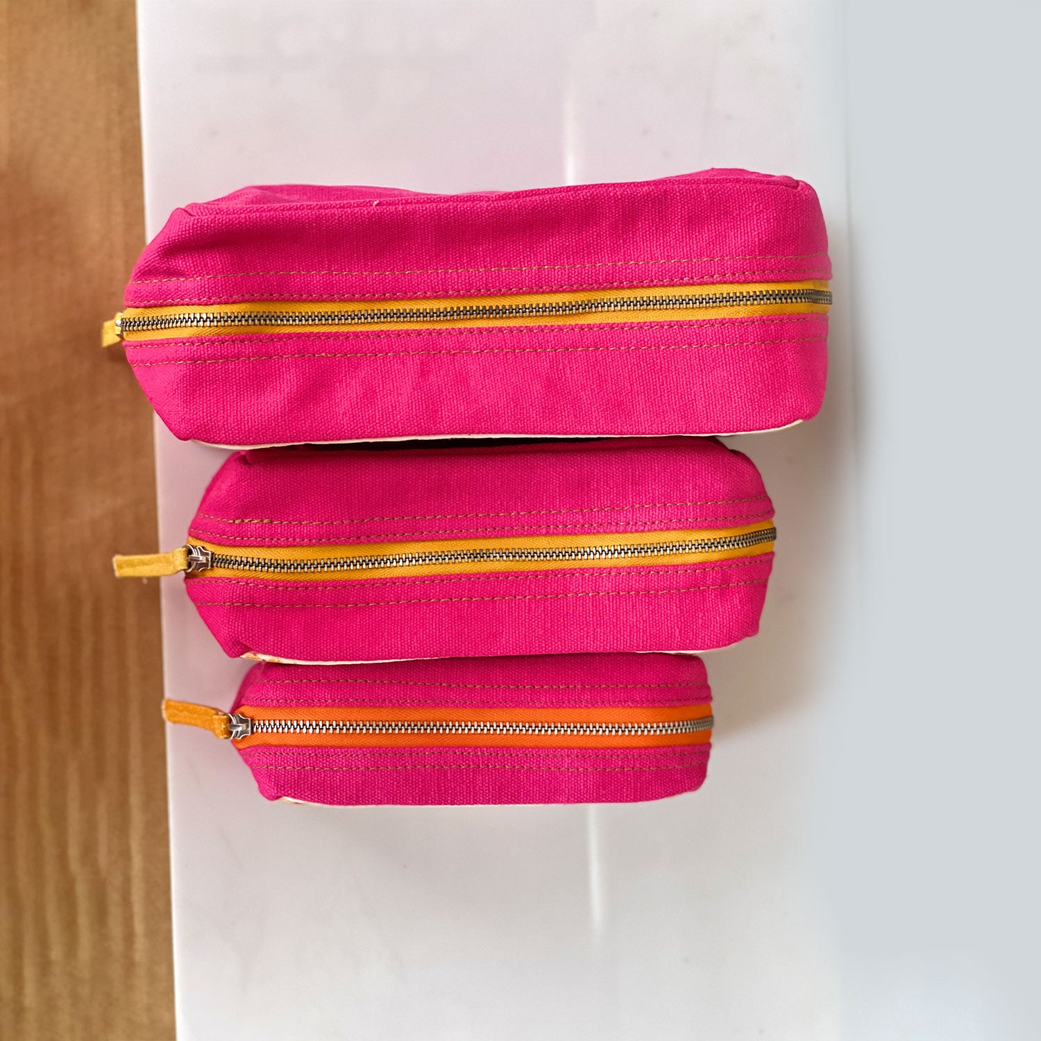 Dark Pink Toiletry Pouches (3 Pouches)