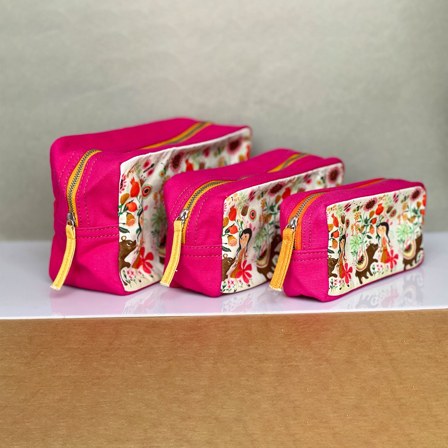 Dark Pink Toiletry Pouches (3 Pouches)