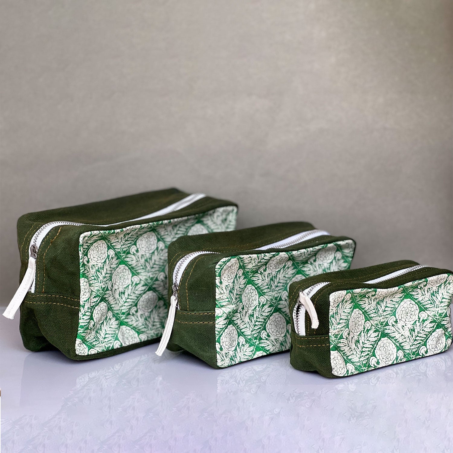 Dark Green Color Toiletry Pouches (3 Pouches)