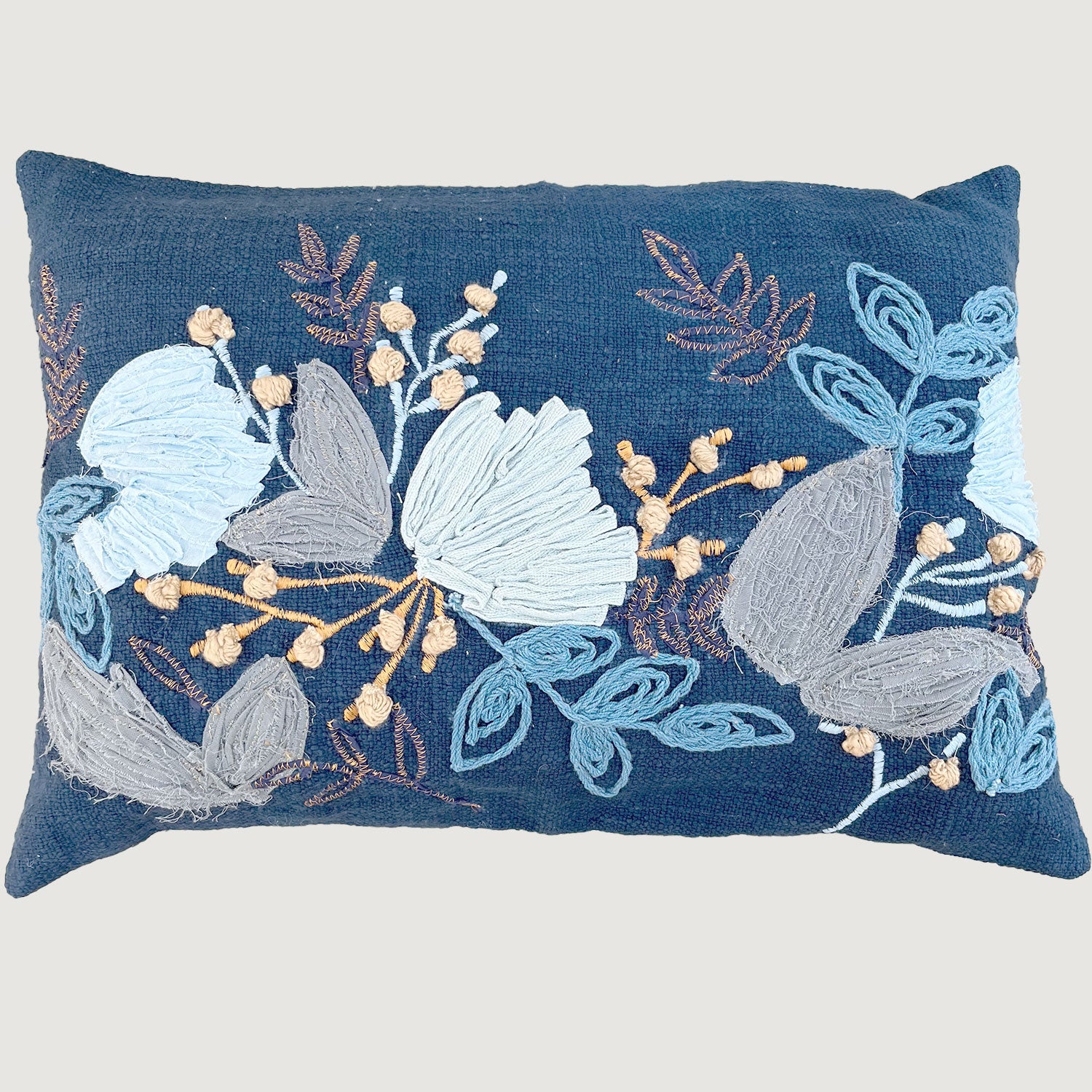 Navy Blue Beauty TNT Fabric Lumber Pillow Cover