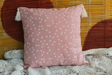 Starry Pink 100 % Pure Cotton Cushion Cover - 16 x 16 inches | Peacoy