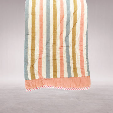 Reversible Dreamy Stripes Multicolour Soft Quilt - 90 inches x 60 inches