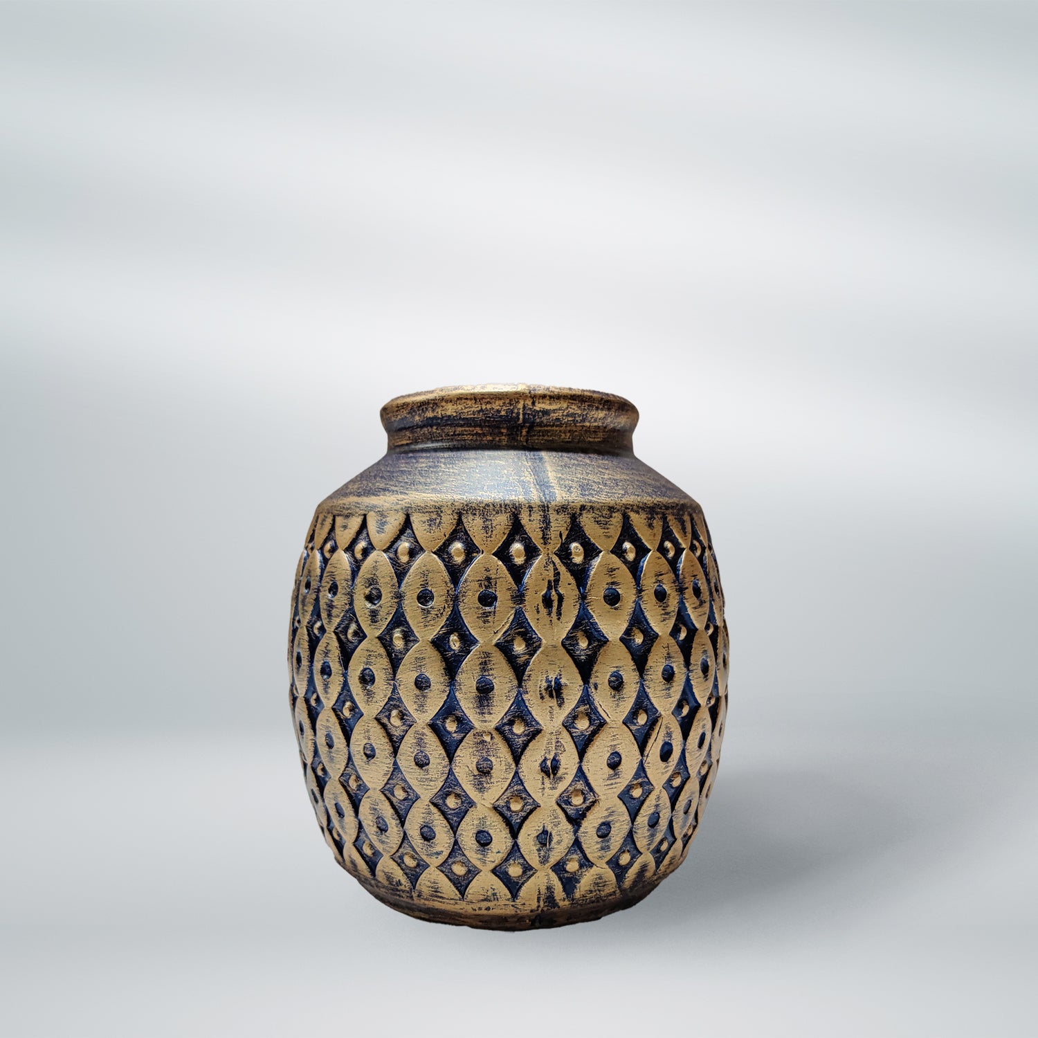 Culture Charm Golden Ceramic Decorative Vase/Pot - 7 inches x 6 inches