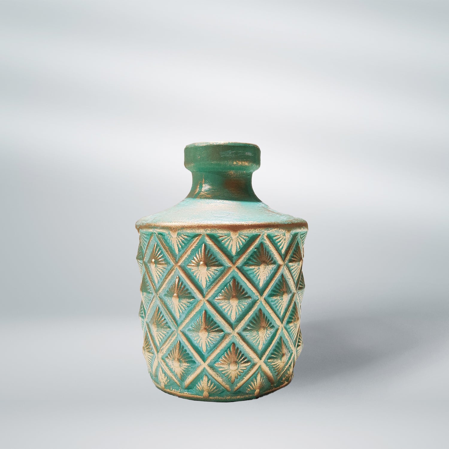 Royal Art Green & Golden Decorative Sustainable Ceramic Vase - 7 x 5 inches | Peacoy